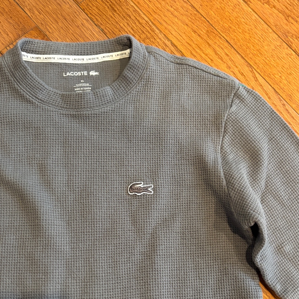 Lacoste Men's Crewneck Waffle Shirt In Charcoal
